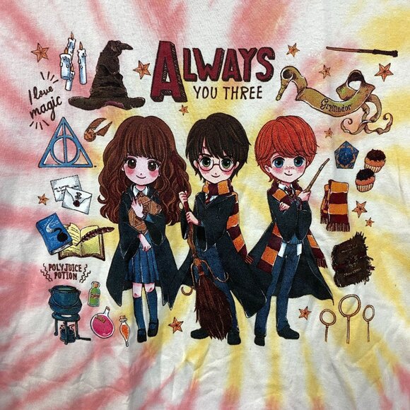 Harry Potter Chibi Hermoine, Ron, Harry tiedye T-shirt size Large - Picture 2 of 4